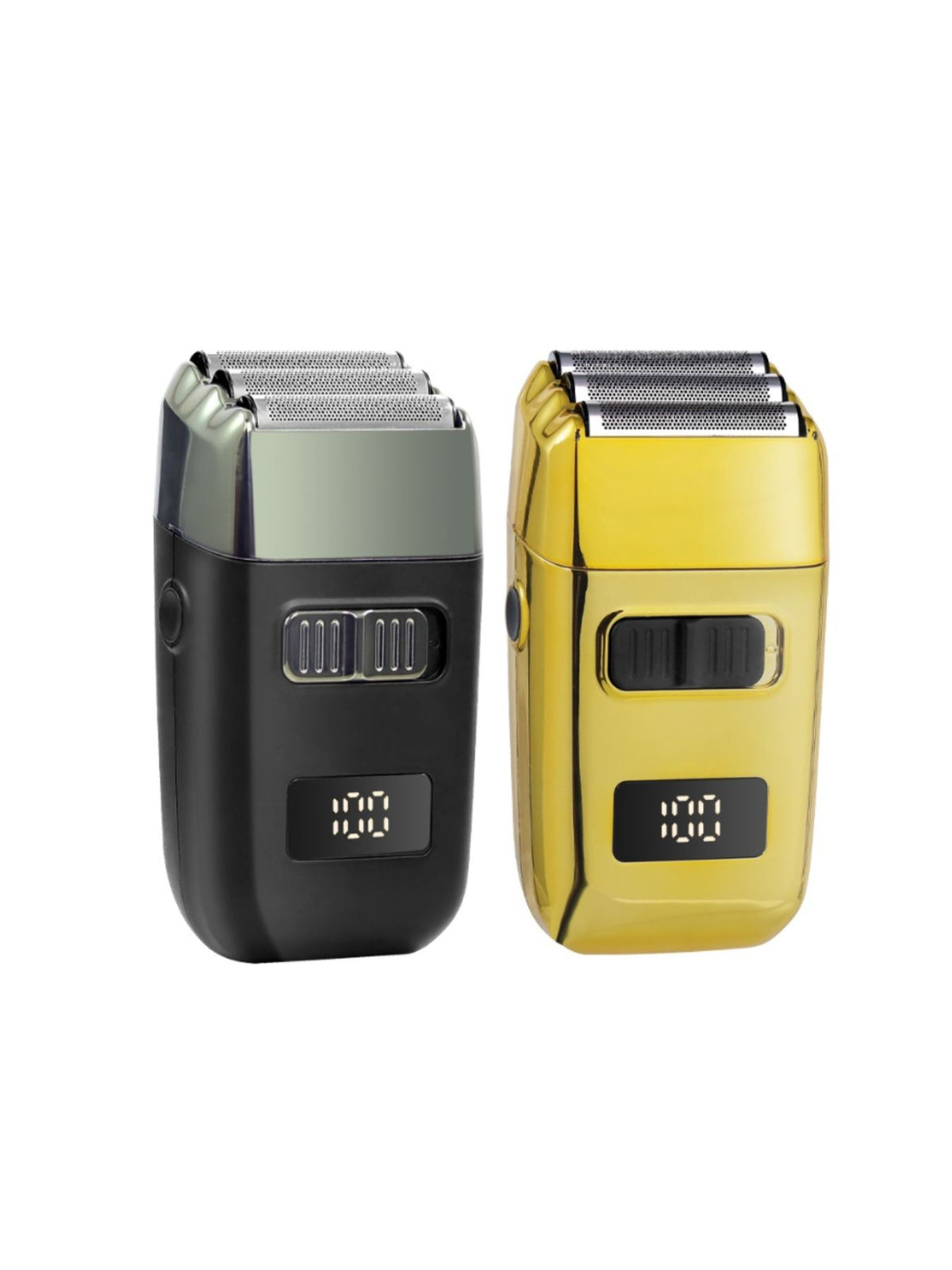 Portable mini electric shaver with LED display front view