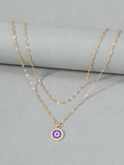 18K Gold-Plated Inlaid Zircon Layered Necklace - Fashorio
