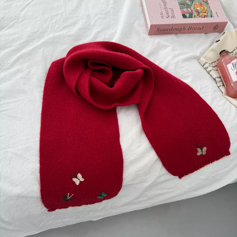 Butterfly scarf shown in a cool color option