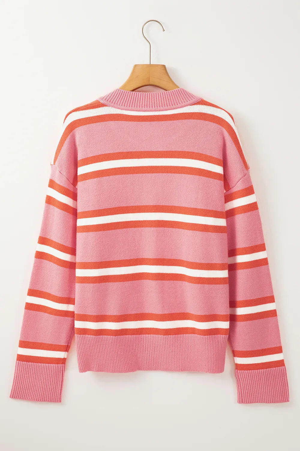 Striped Button Down Long Sleeve Cardigan - Fashorio