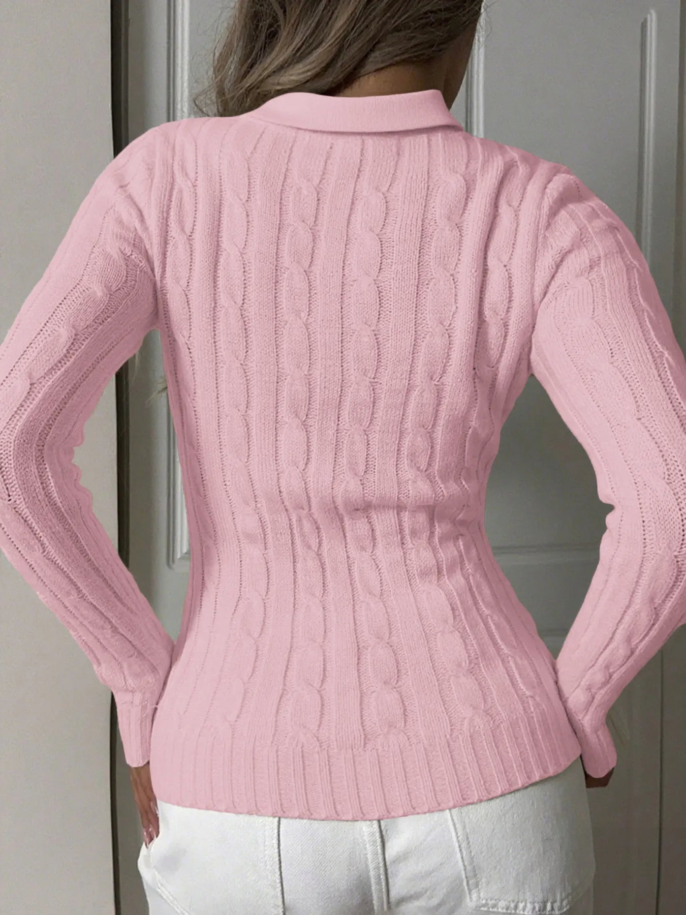 Cable Knit Long Sleeve Sweater - Fashorio