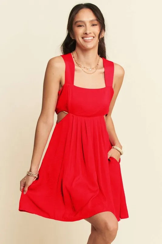 Satin Cut Out Bandeau Mini Dress in Orange