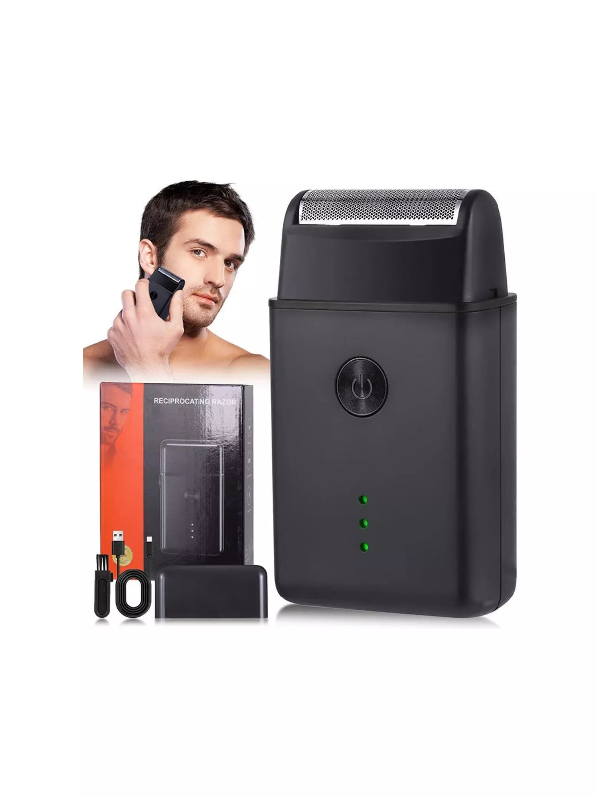Compact shaver in use on face