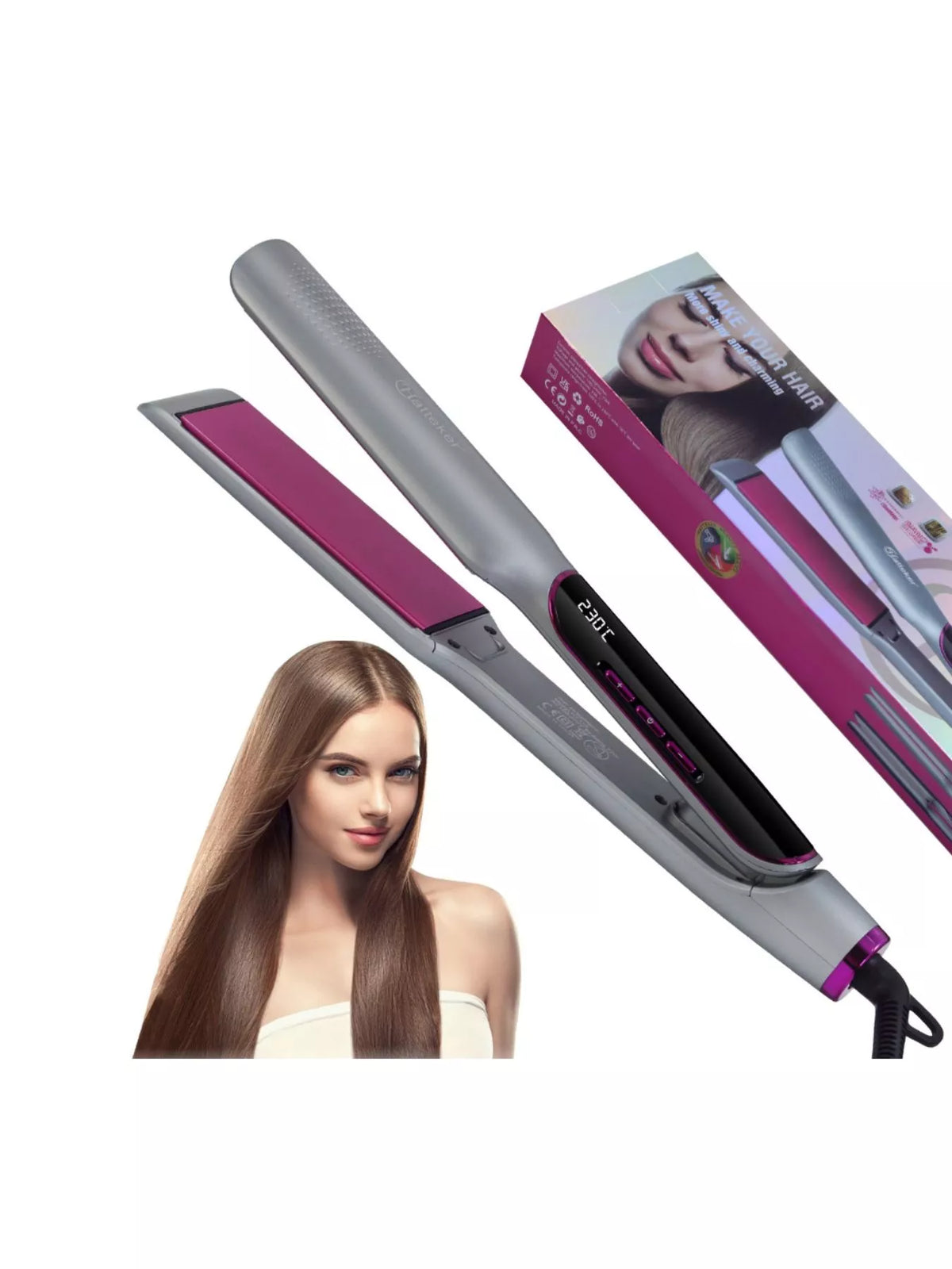 Hair iron placed on a surface