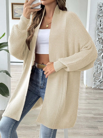 Oversized Knit Open Front Cardigan - Fashorio