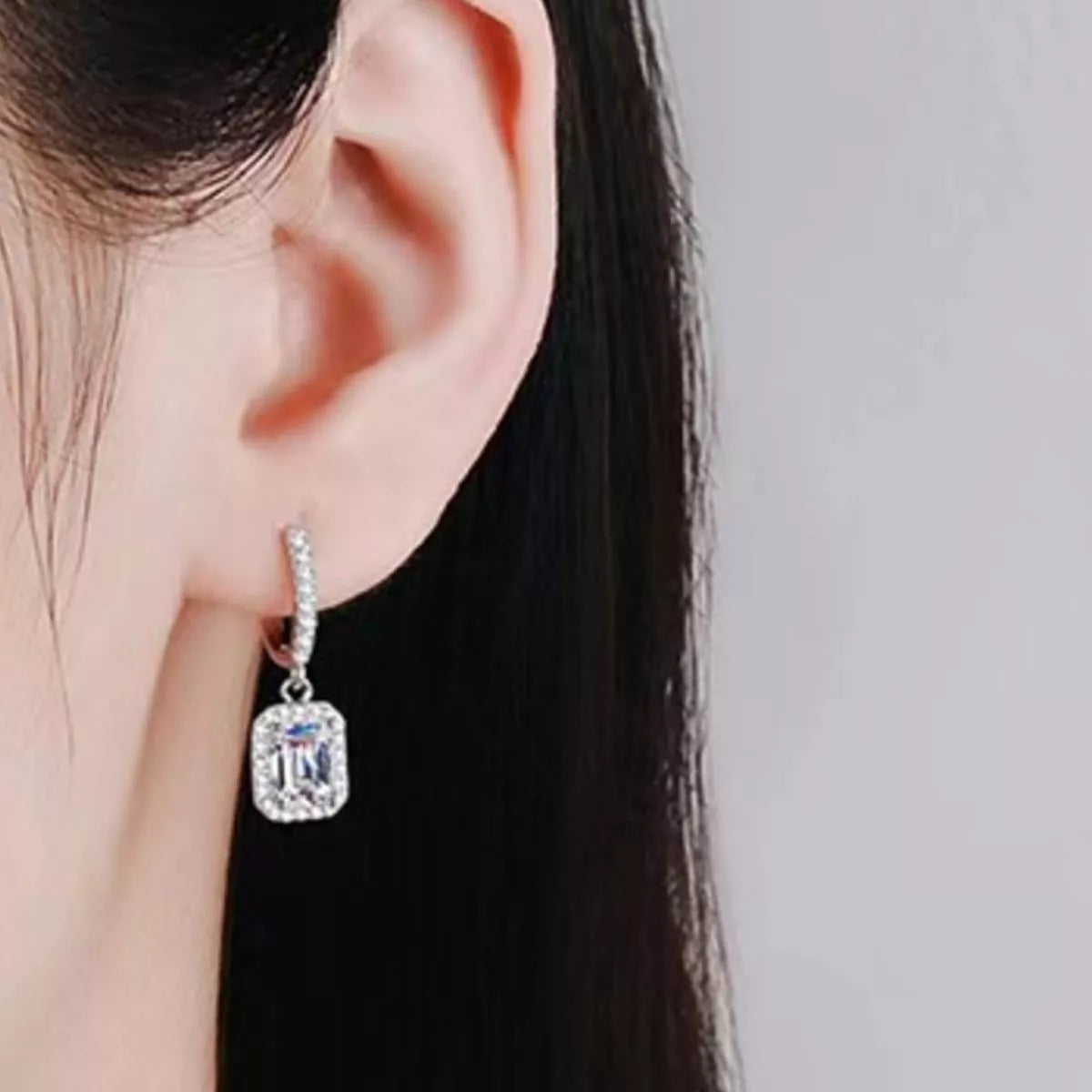 Drop earrings angled view showing full length