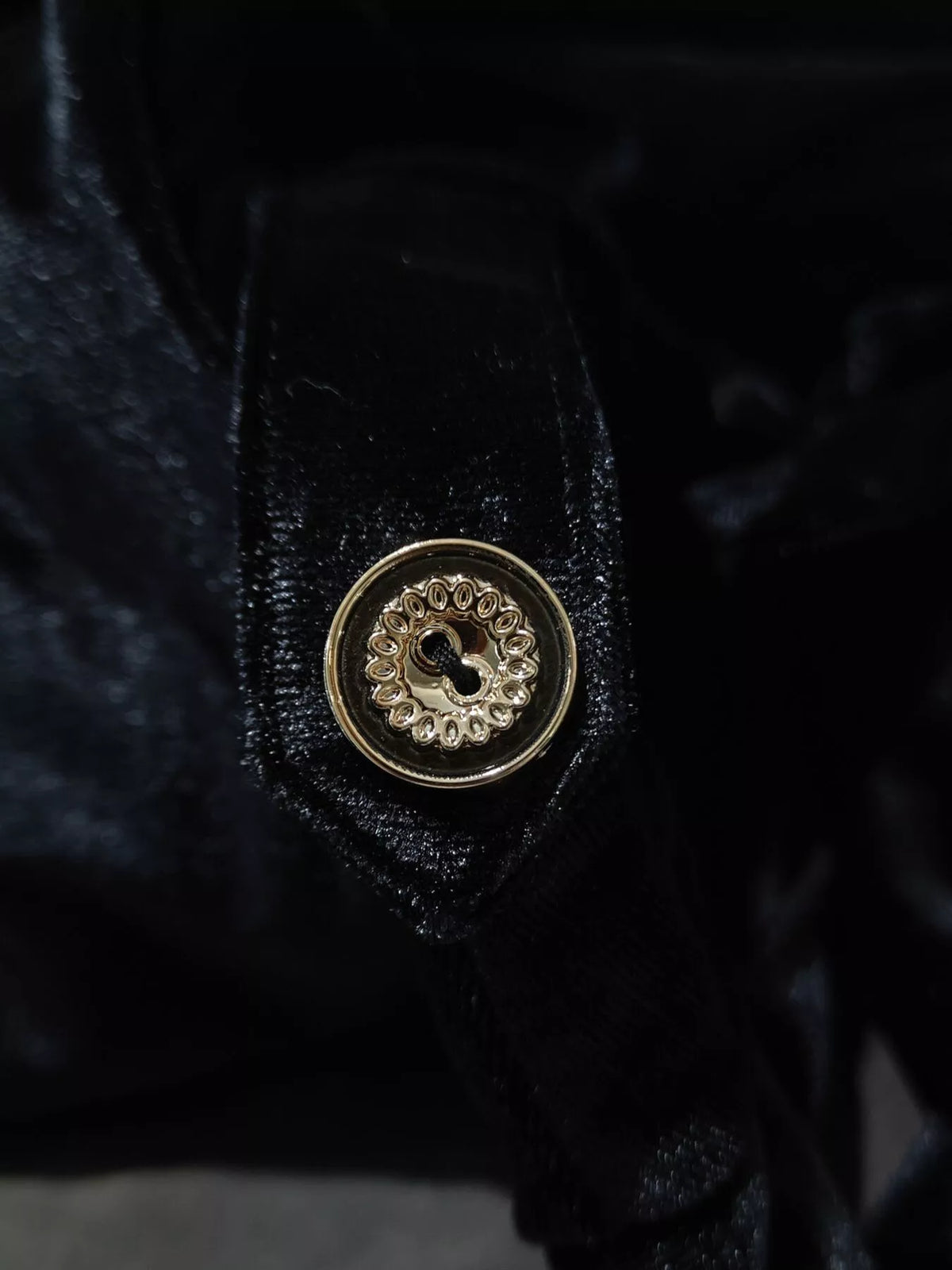velvet button front midi dress fabric and detail close up