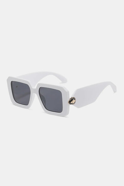 Polycarbonate Frame Square Sunglasses White One Size - Fashorio