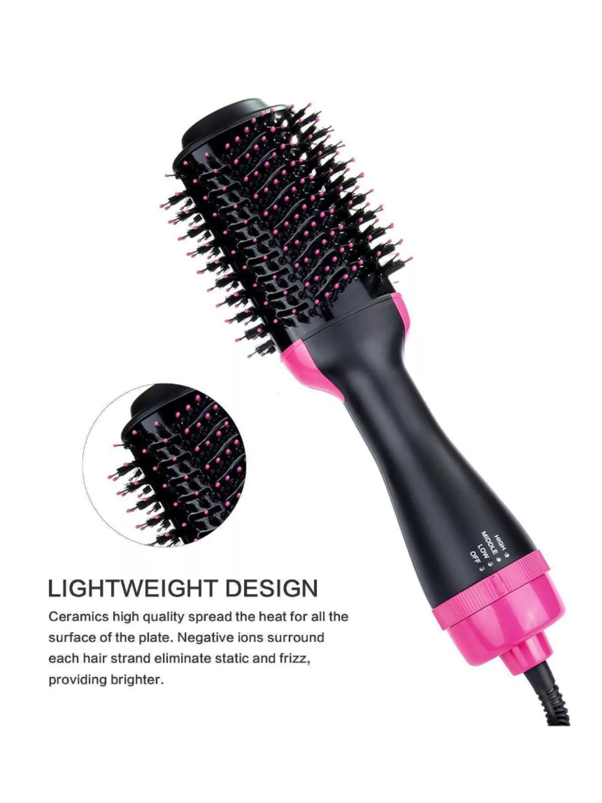 Hot air brush bristle detail