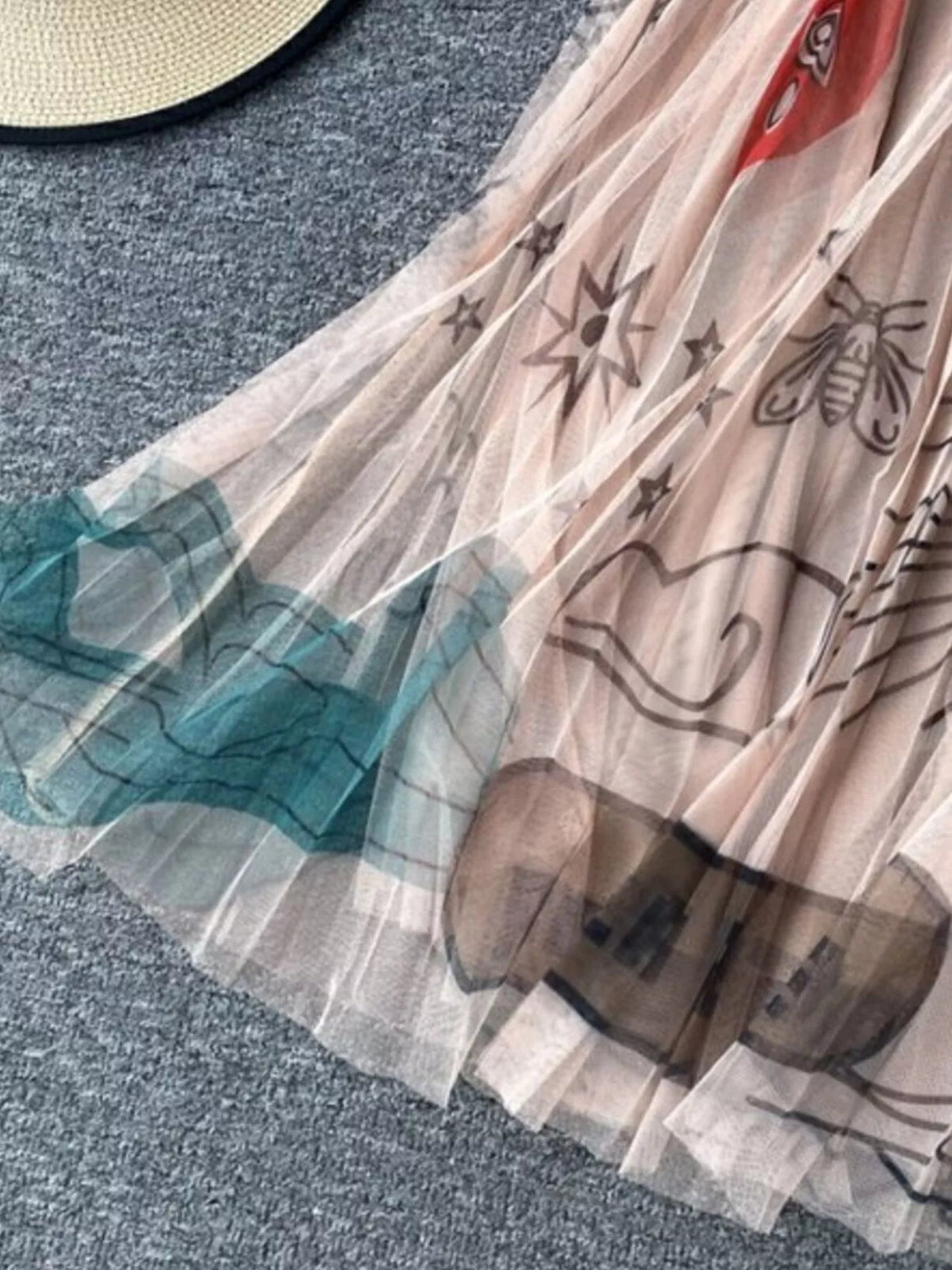 Layered mesh tulle skirt close up