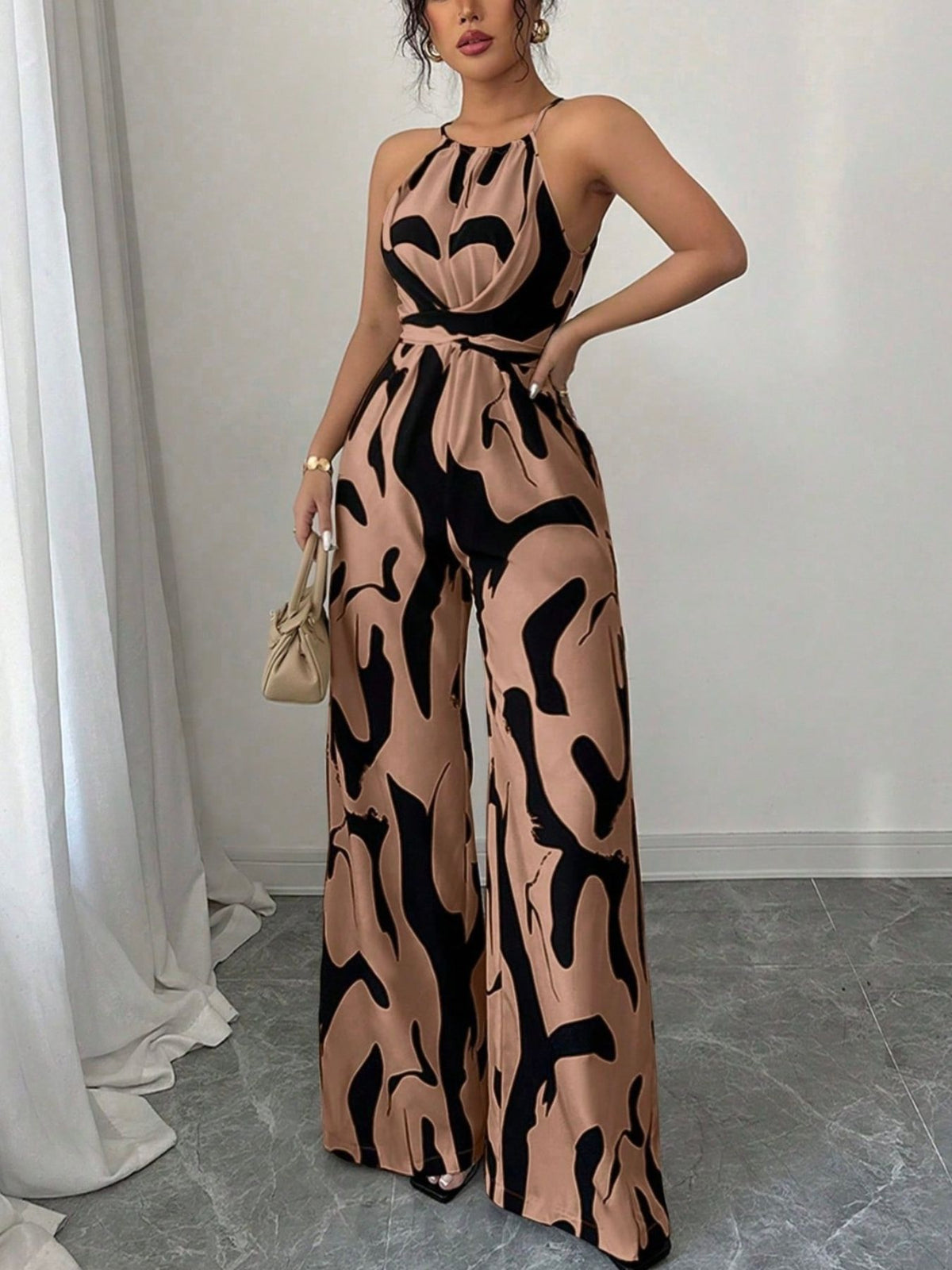 Wide leg jumpsuit full length styling view