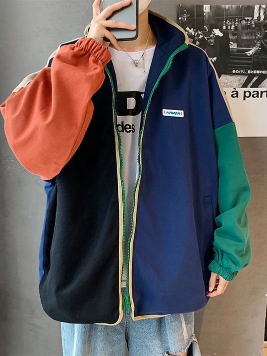Men's Color Block Zip Up Jacket - Fashorio