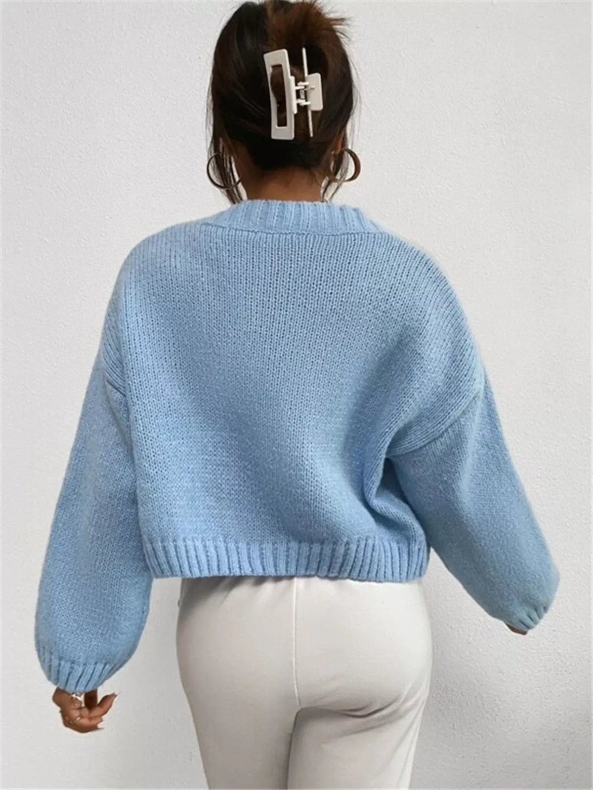 Button up knit cardigan styled look