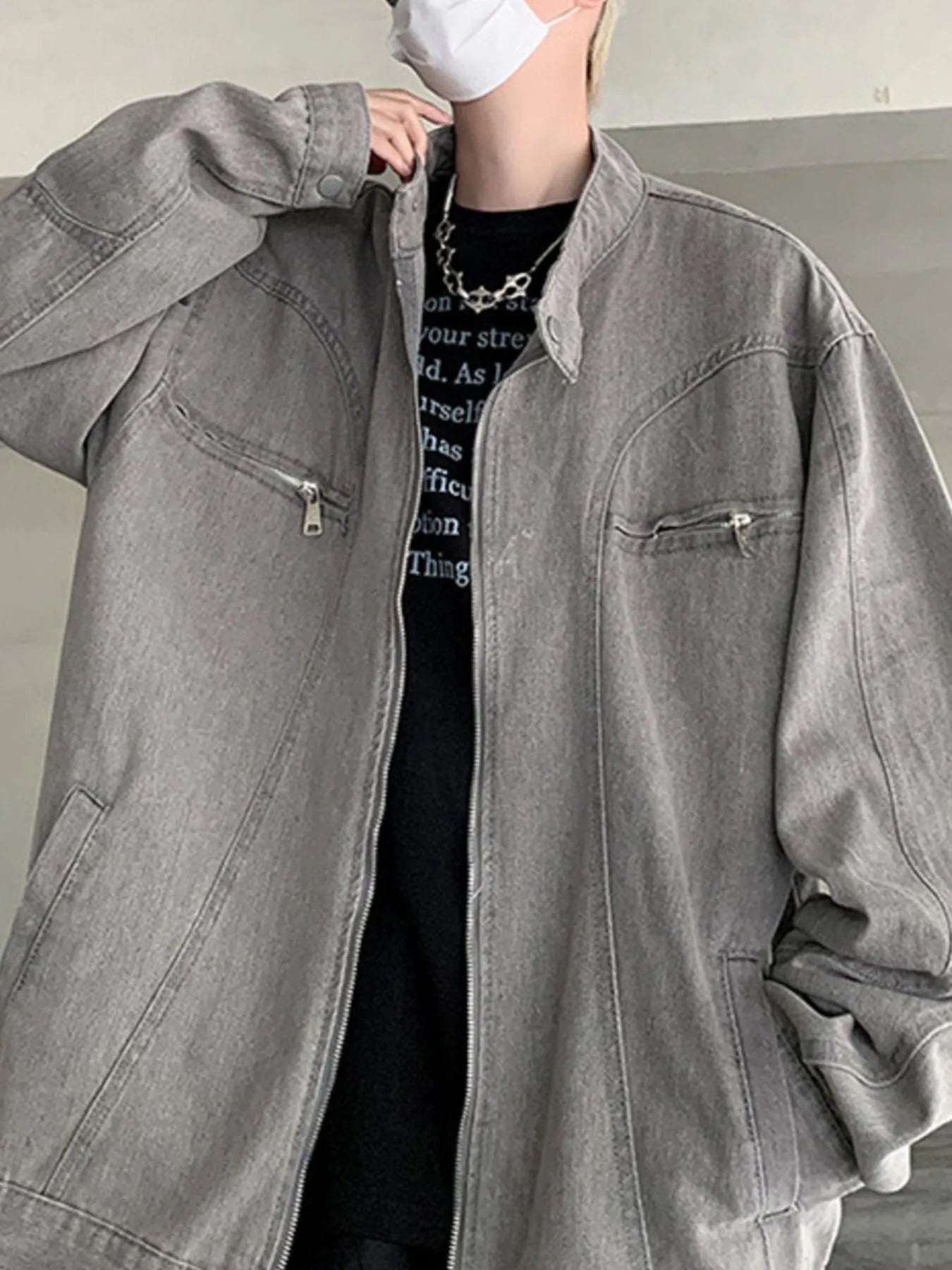 Men's Plus Size Zip Up Oversized Denim Jacket - Fashorio