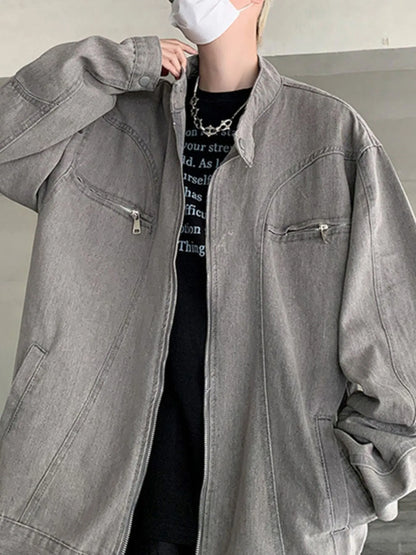 Men's Plus Size Zip Up Oversized Denim Jacket - Fashorio