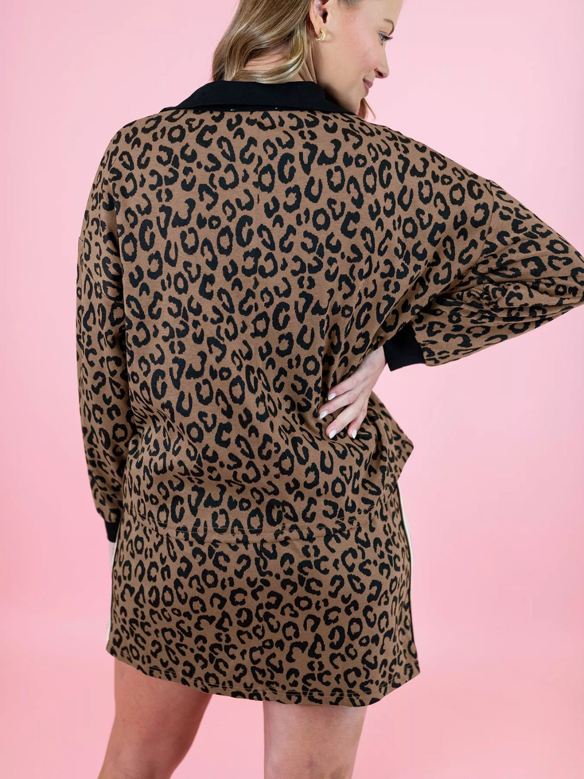 Leopard print two piece pullover set side view
