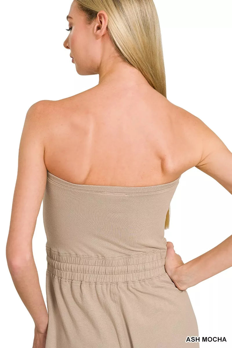 Tube Top Jumpsuit with Drawstring Waist side view