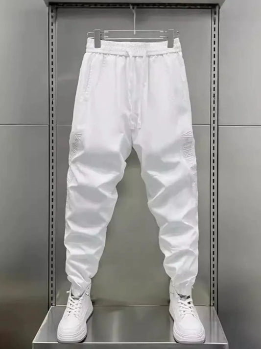 Men's Plus Size Casual Drawstring Joggers Beige - Fashorio