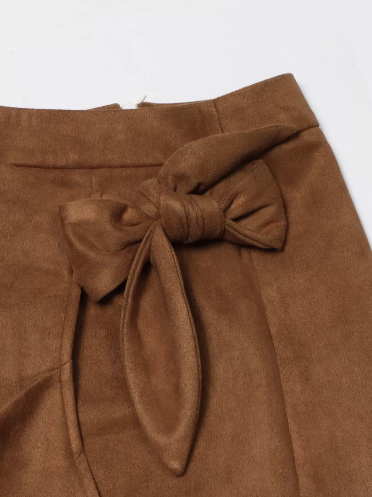 brown wrap midi skirt back view