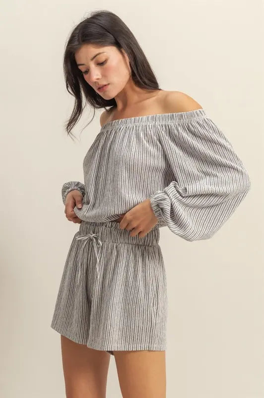 HYFVE Off Shoulder Top and Shorts Set - Fashorio
