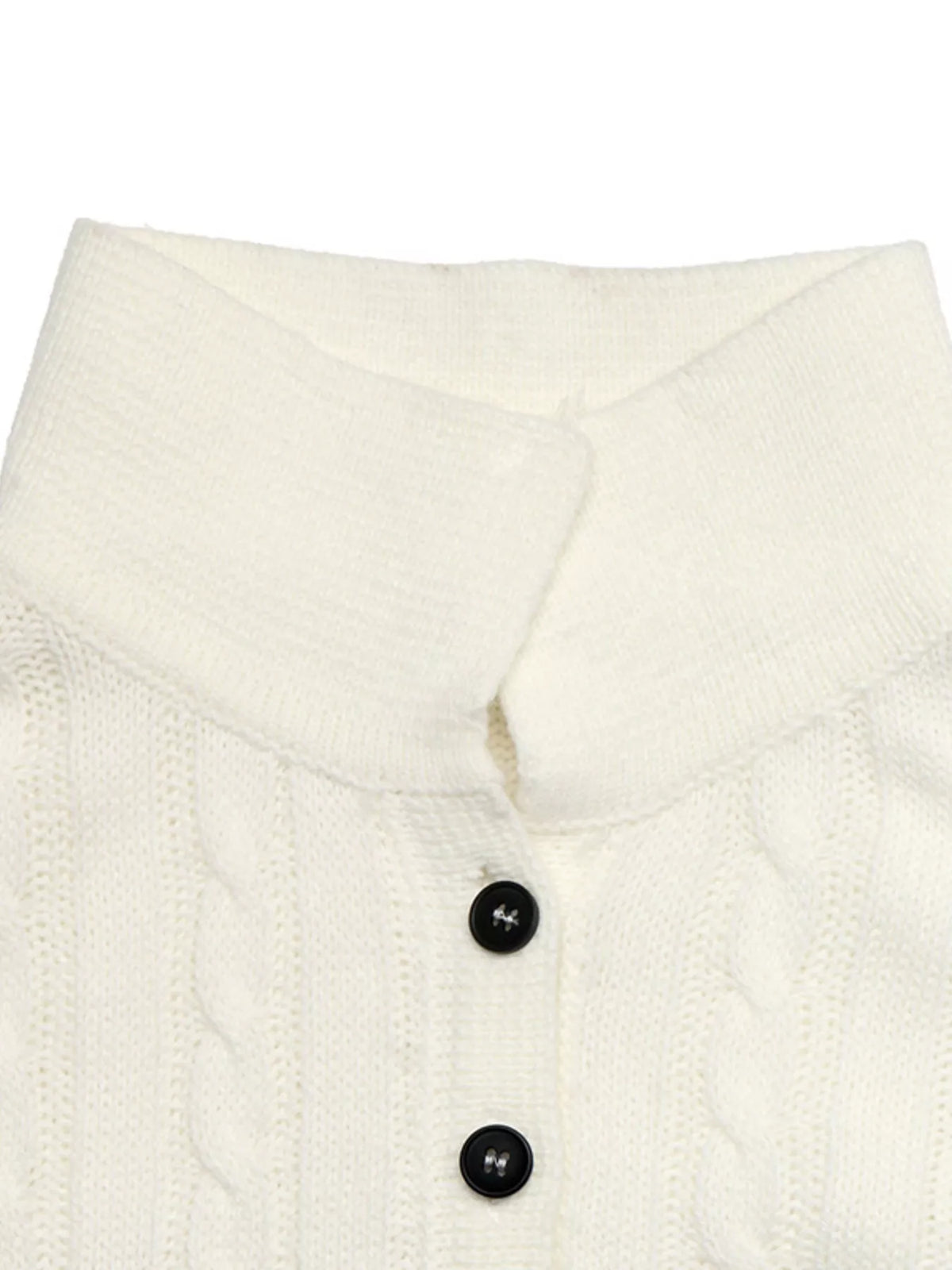 Cable Knit Long Sleeve Sweater in White close up