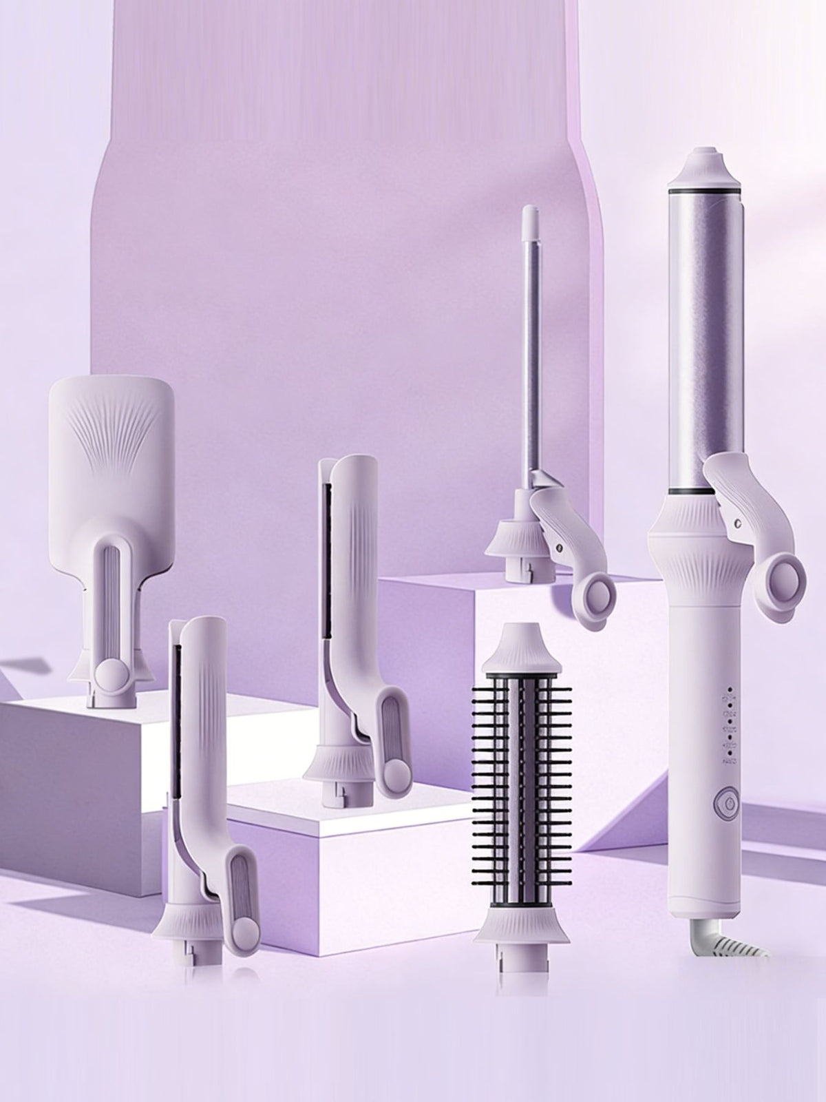 Fast heating curling iron set in lilac