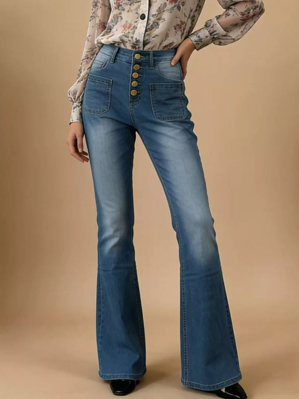Plus size flare jeans back view