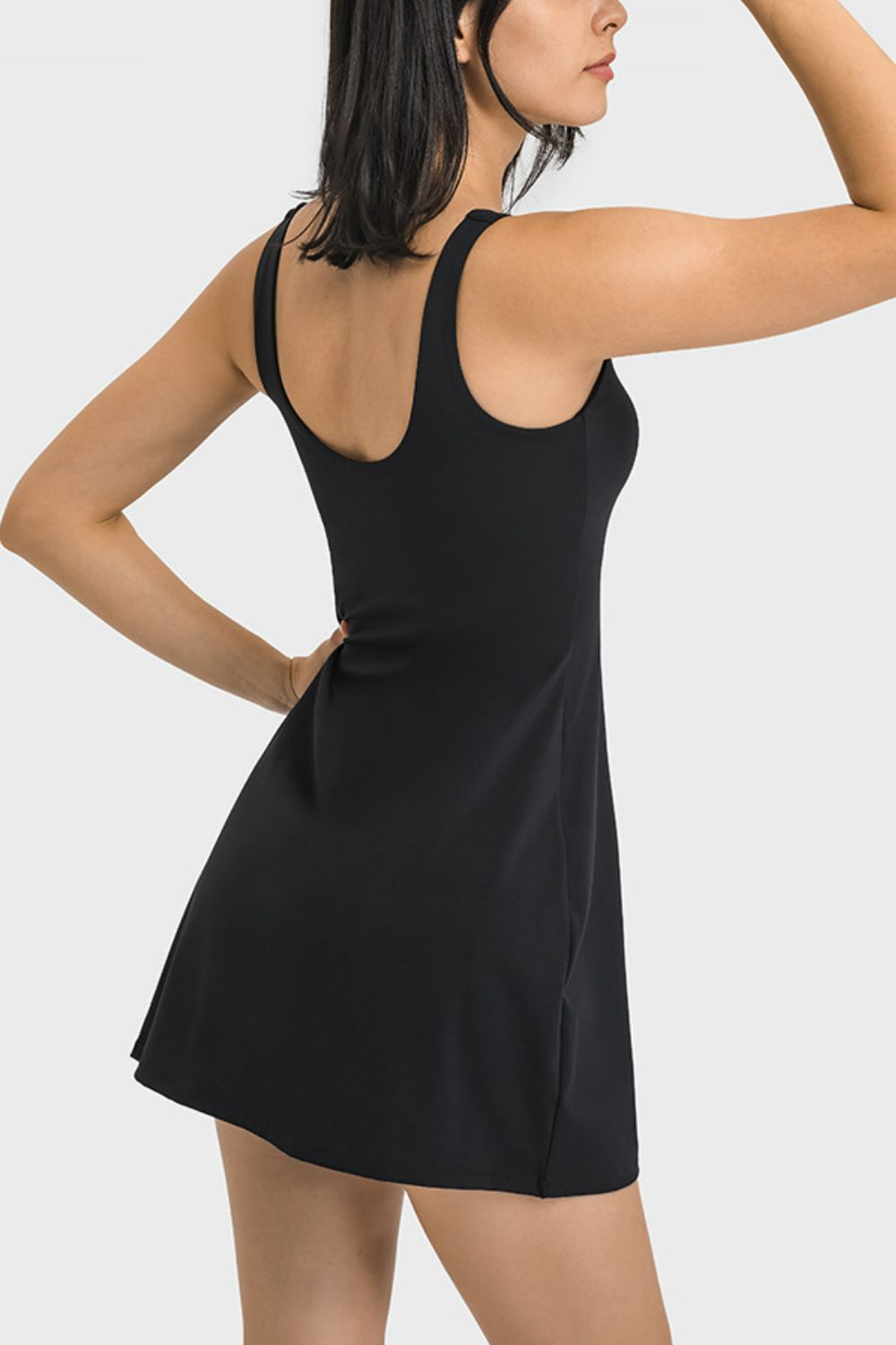 Square Neck Sports Tank Dress with Full Coverage Bottoms view 9