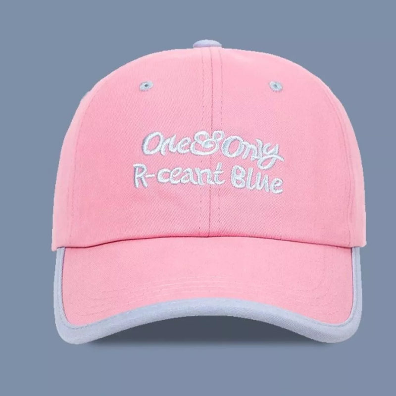 Monarch Millinery contrast embroidered baseball cap in pink, front view