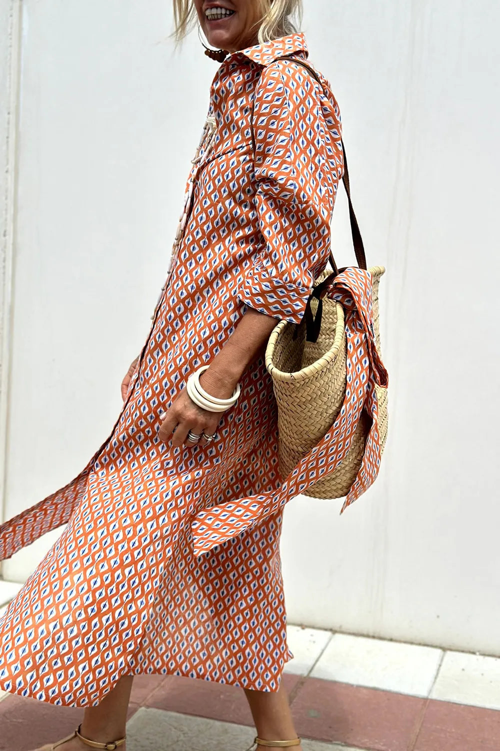 Button up dress in deep red colorway