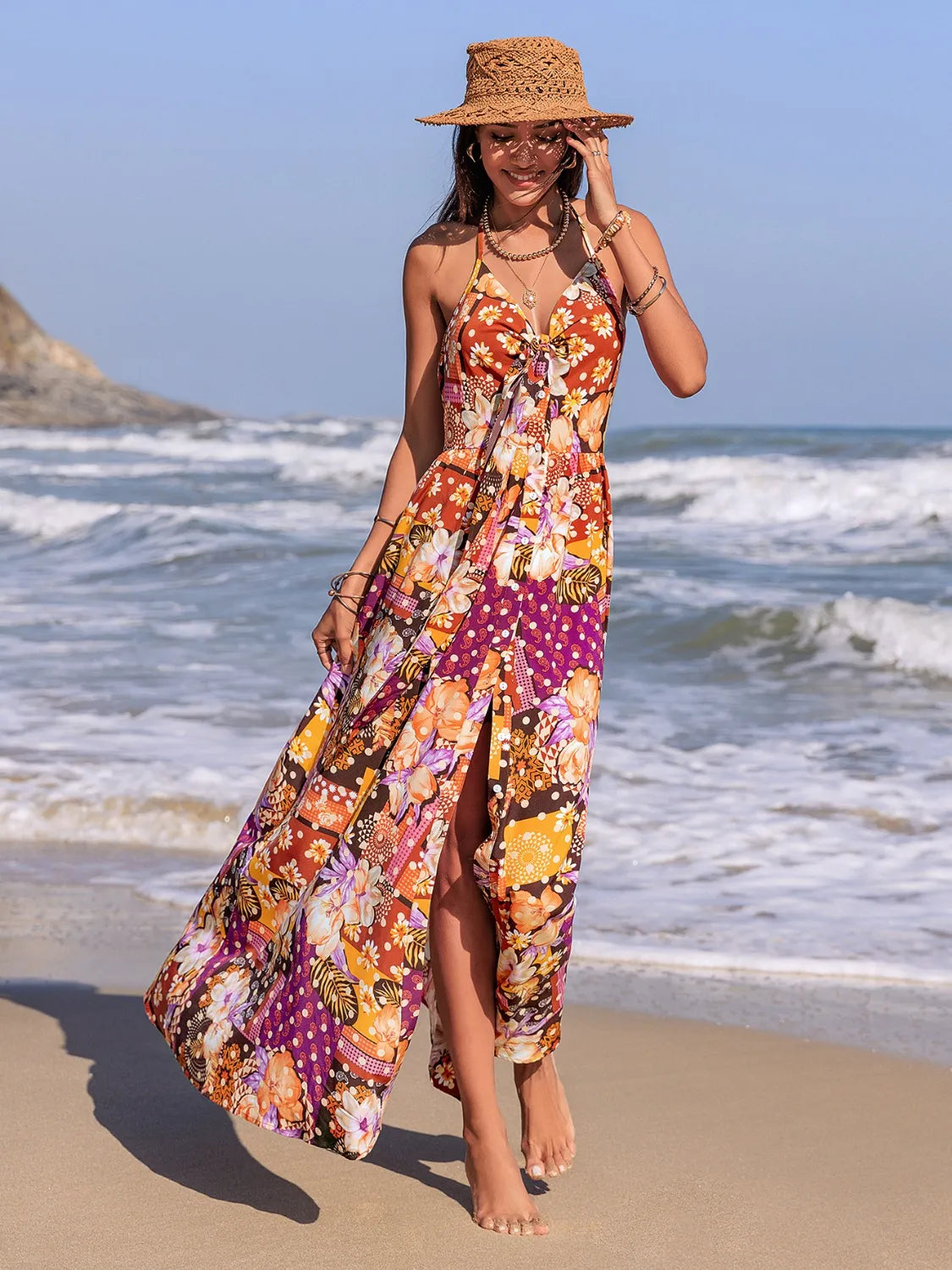 Halter neck cami dress back view