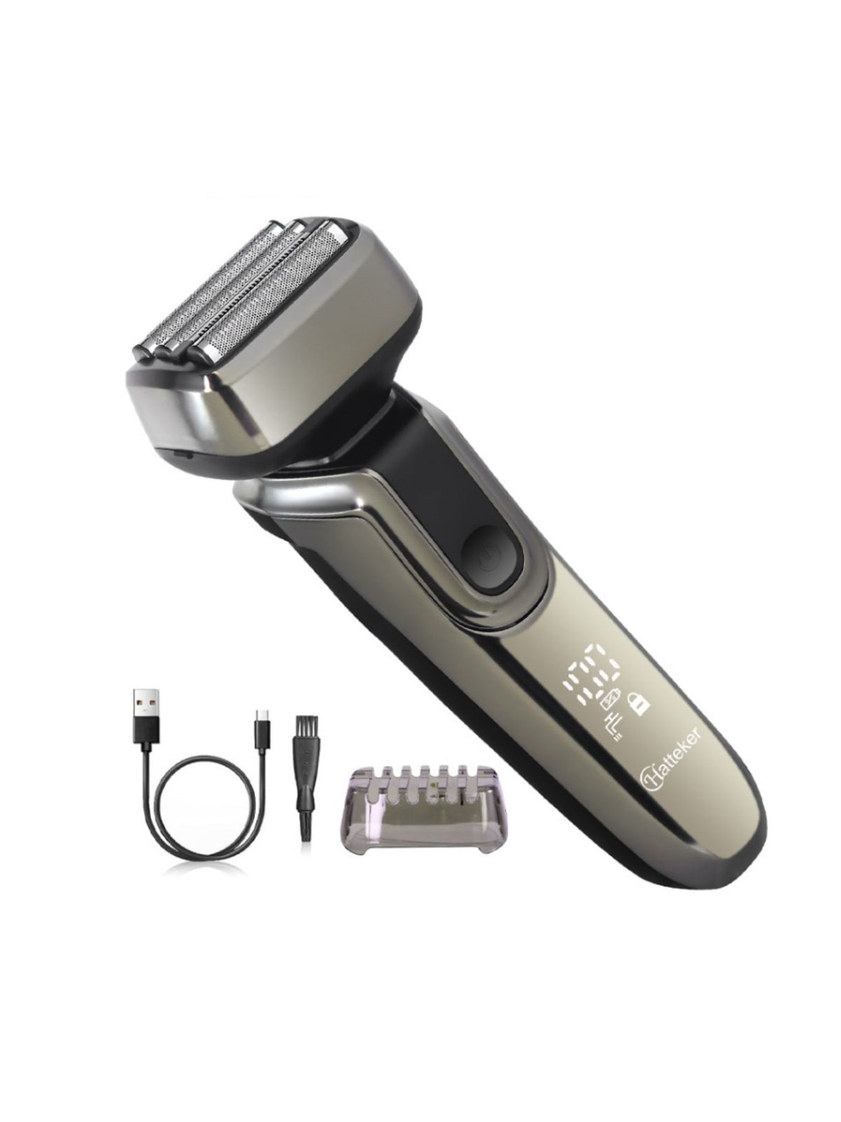 Electric shaver with LED display side view
