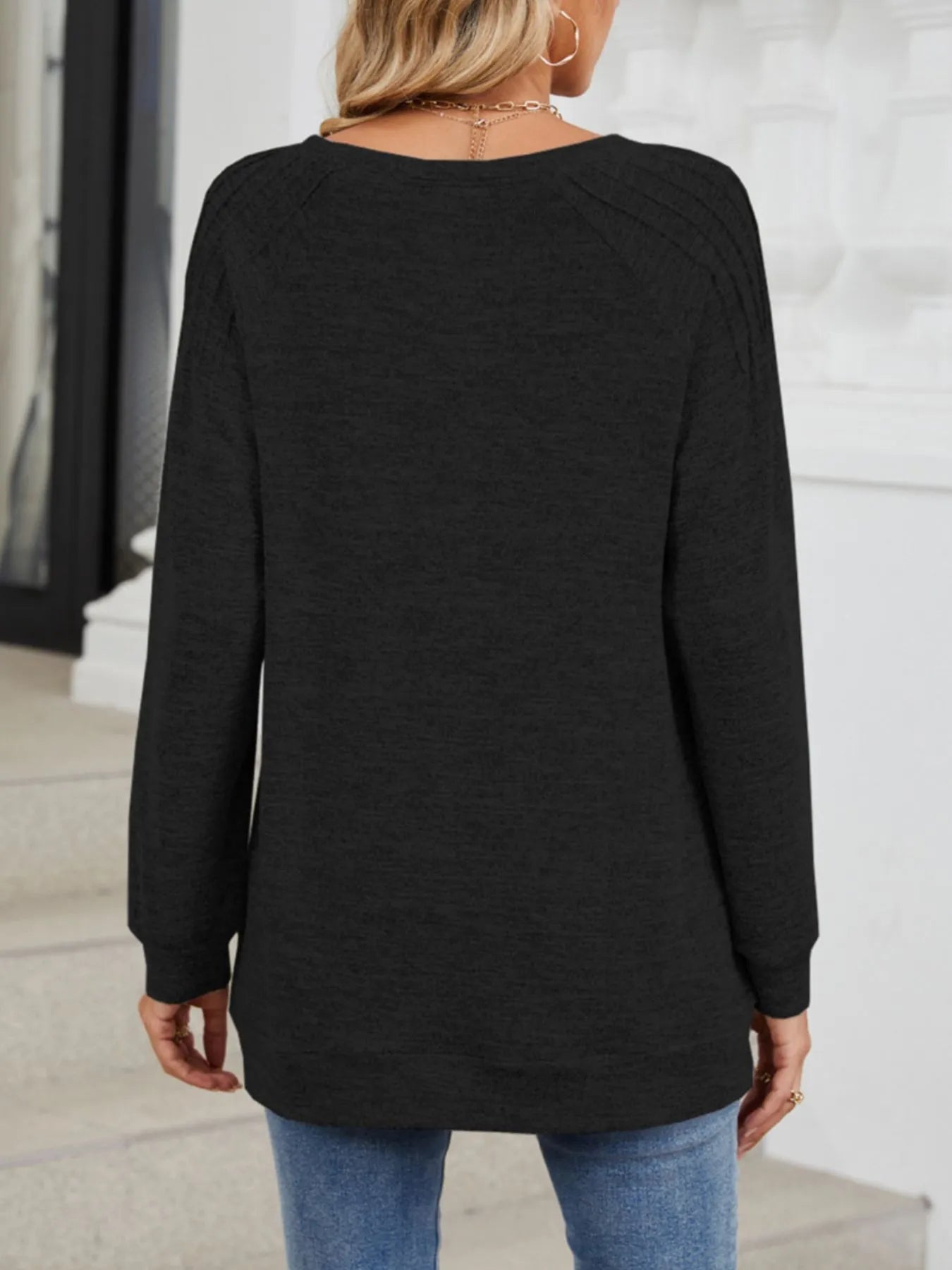 Round Neck Long Sleeve T-Shirt - Fashorio
