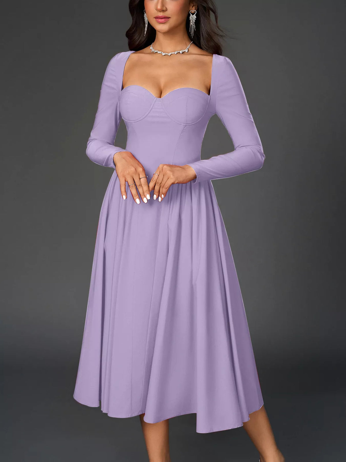 A line midi dress bodice detail