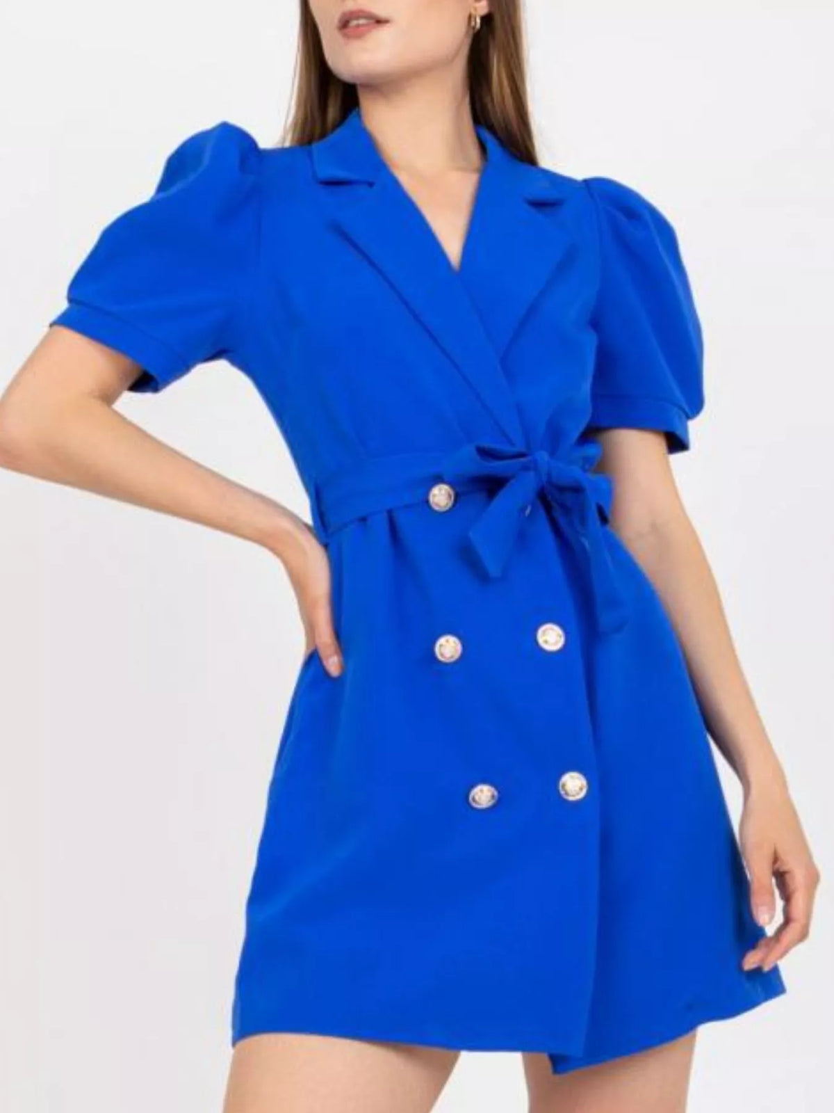 blazer tie waist mini dress front view