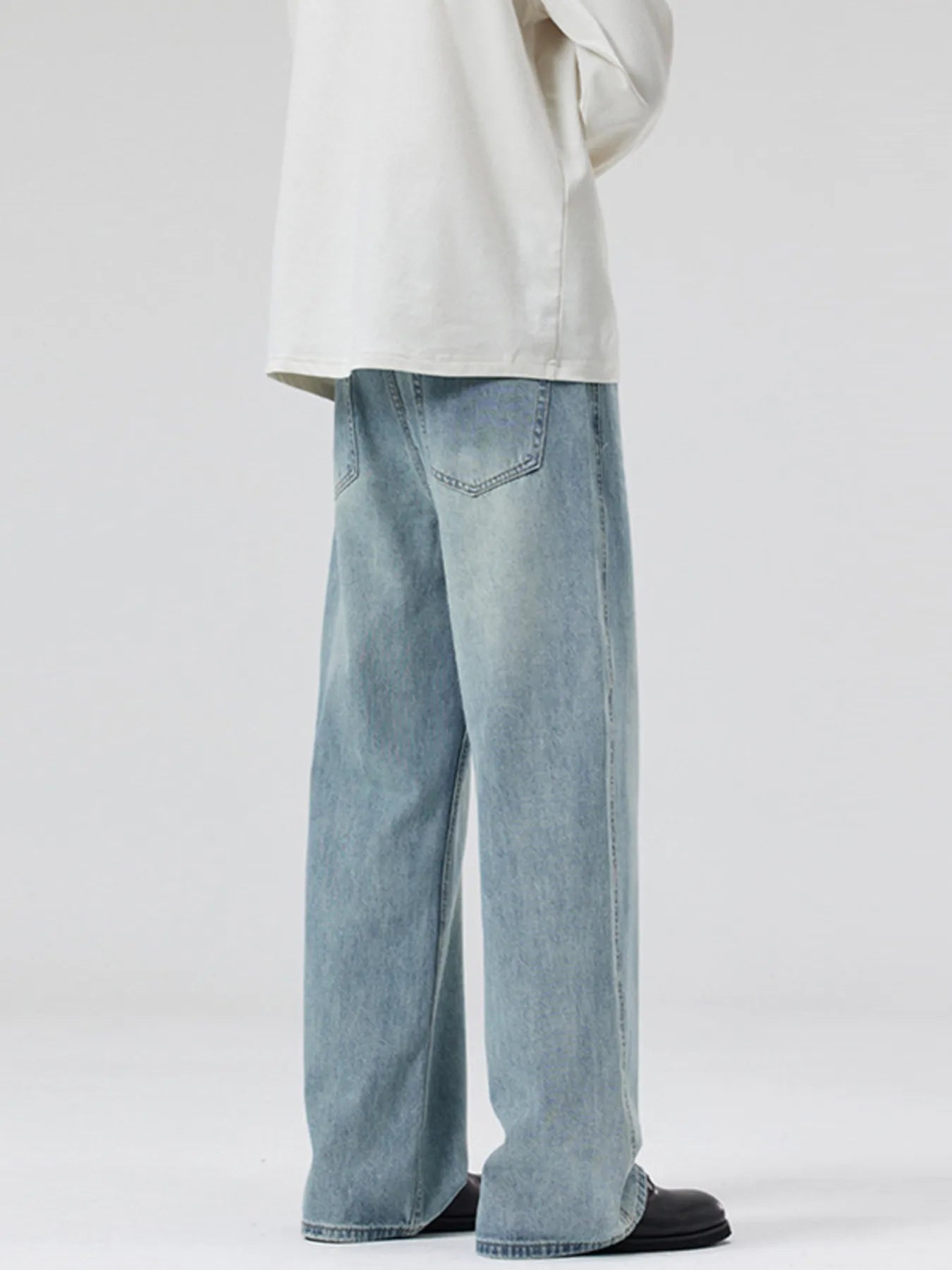 Men's Wide Leg Washed Jeans - Fashorio