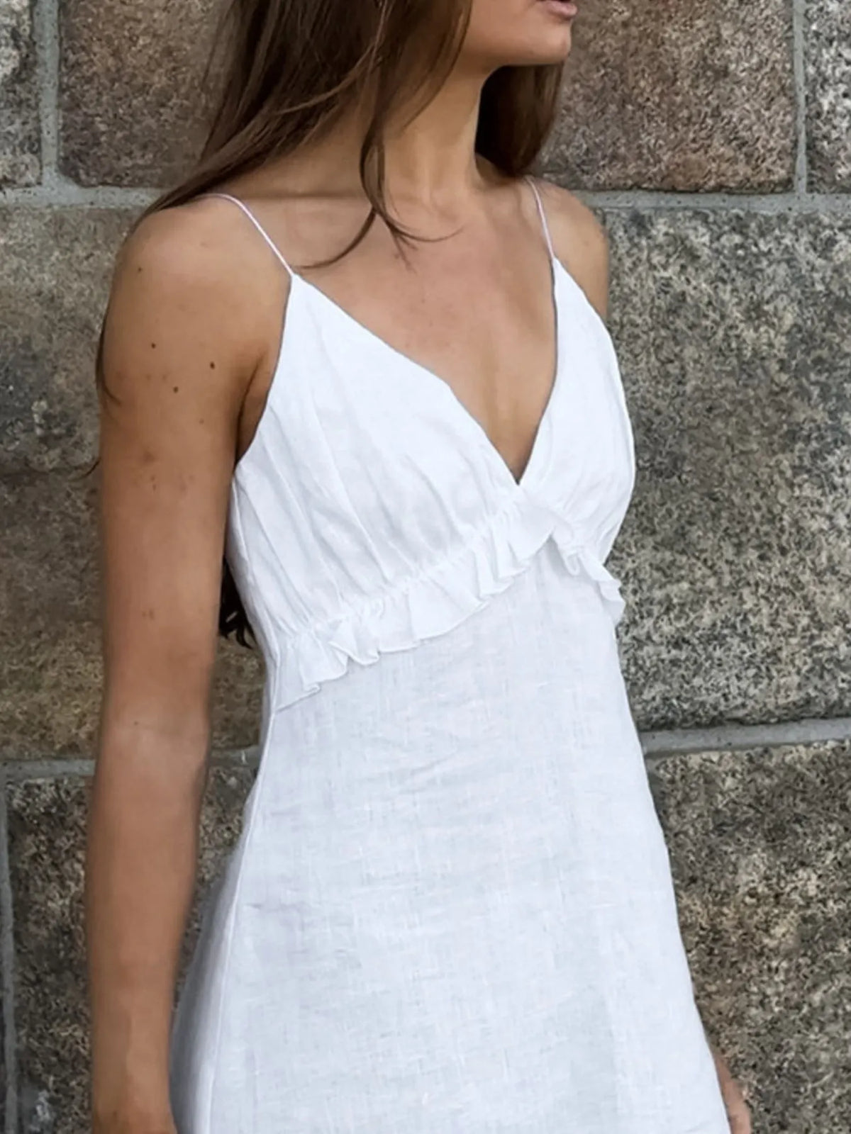 White cotton maxi dress skirt drape