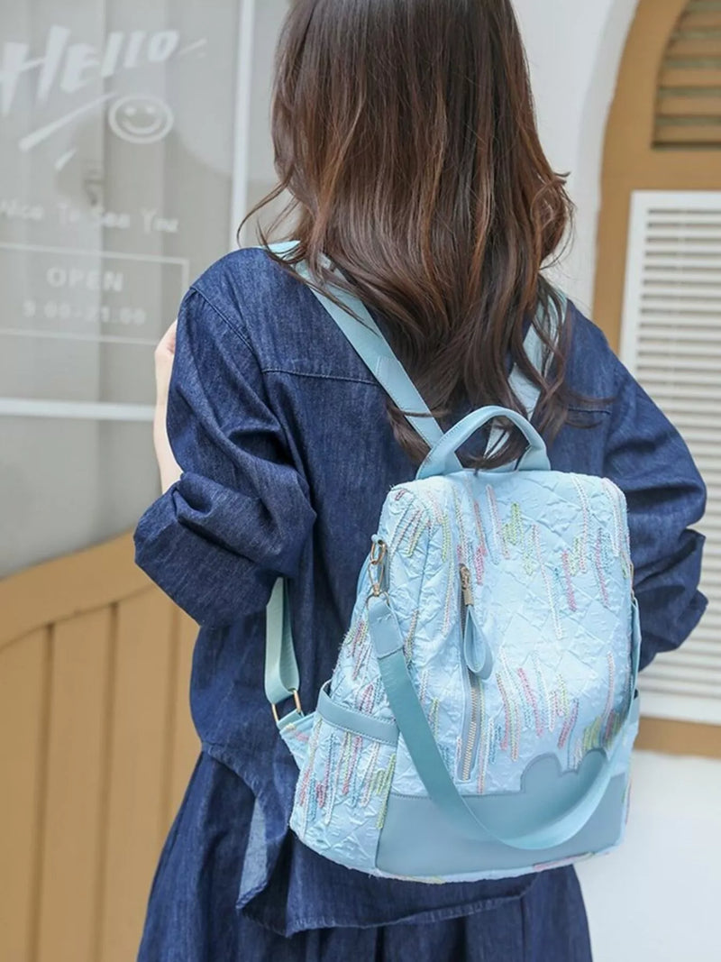 Adjustable strap polyester backpack front view