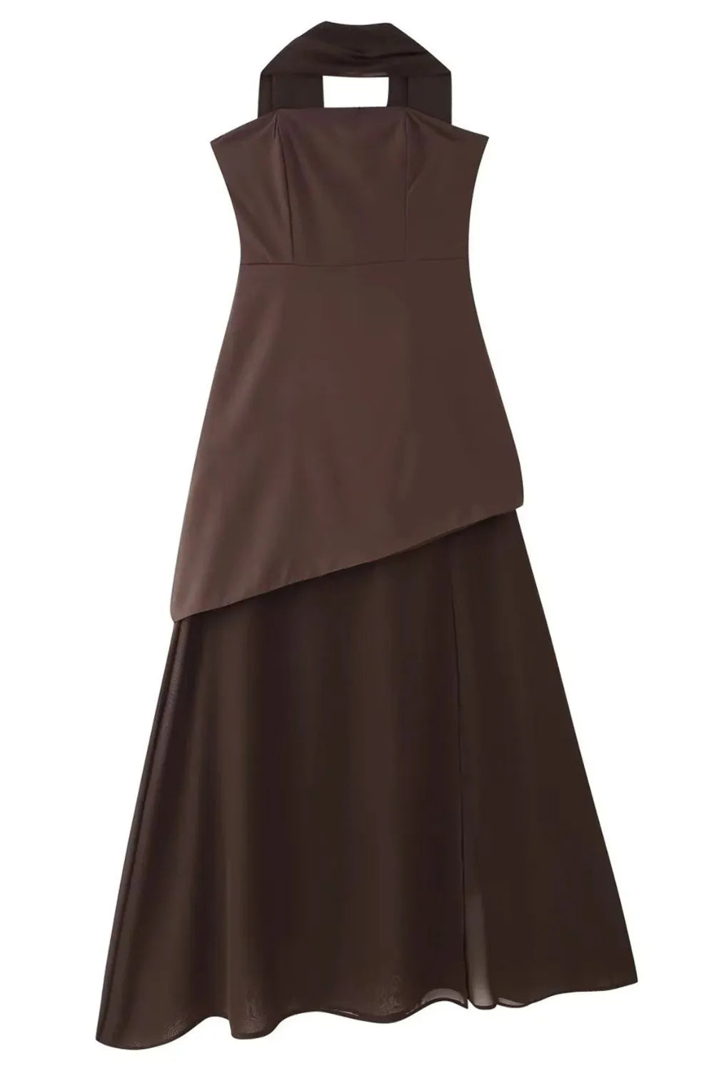 Layered tube maxi dress detail of the neckline