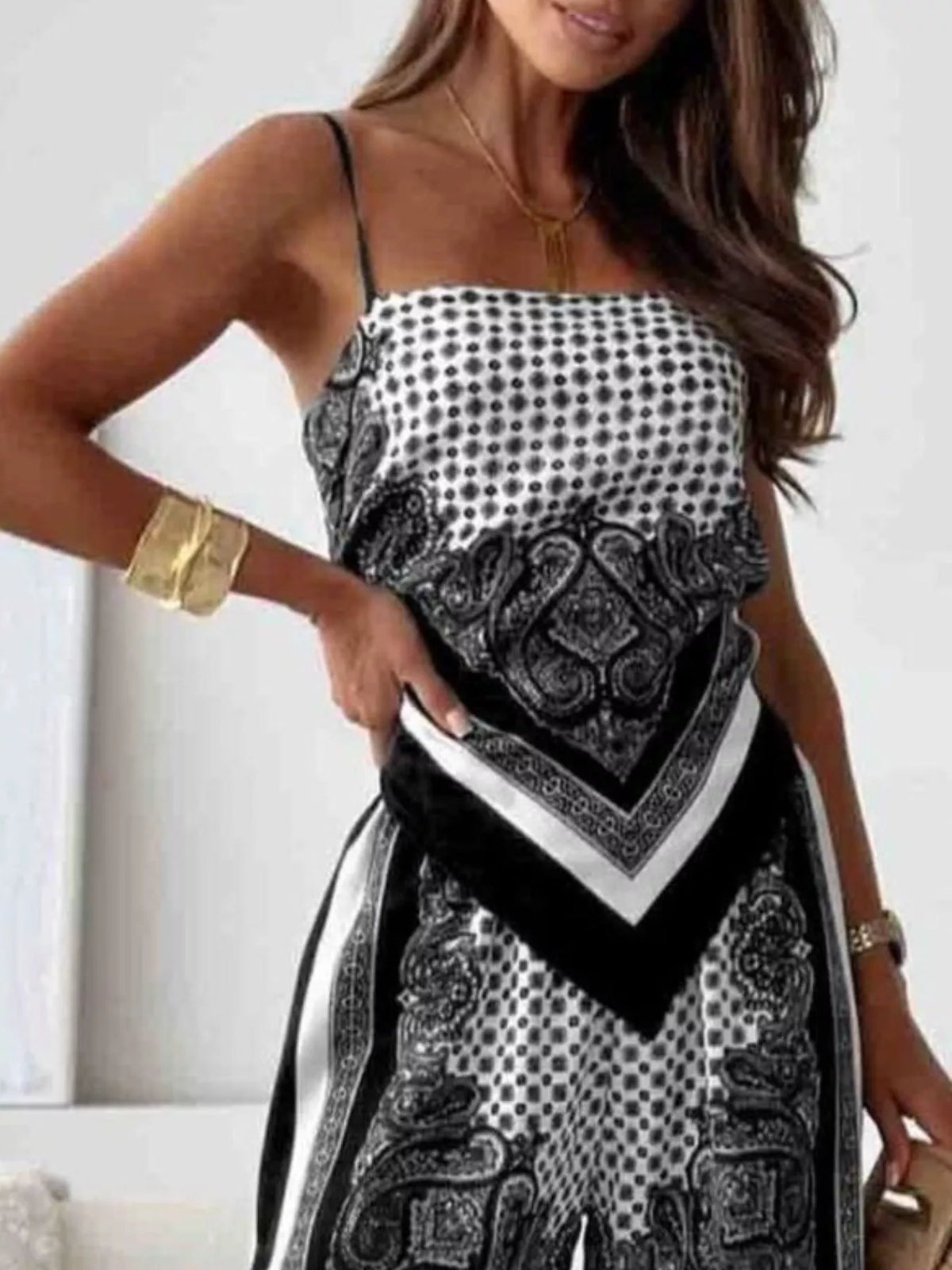 Cami top and pants set detail view