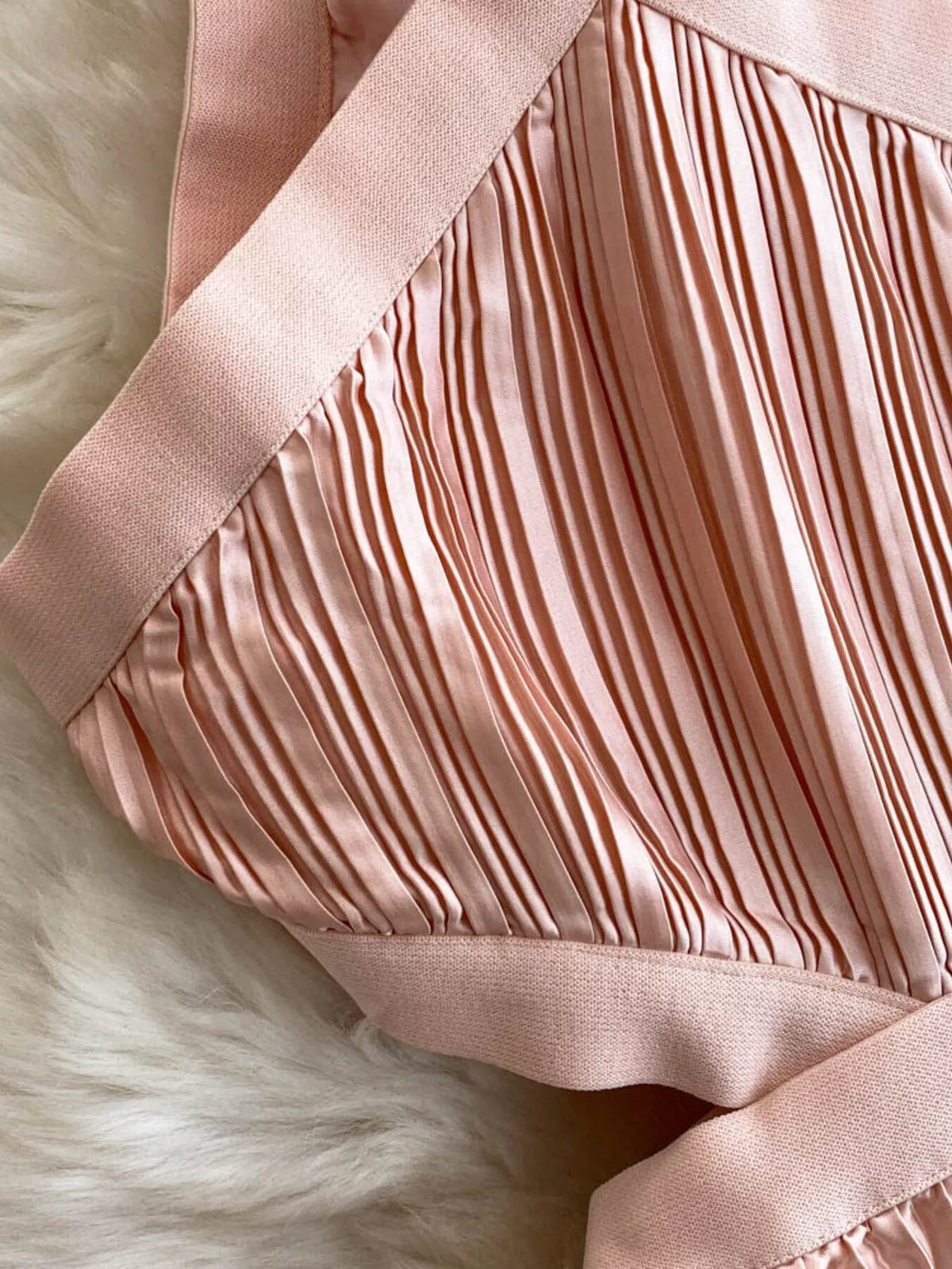 Halter neck pleated maxi dress shoulder detail