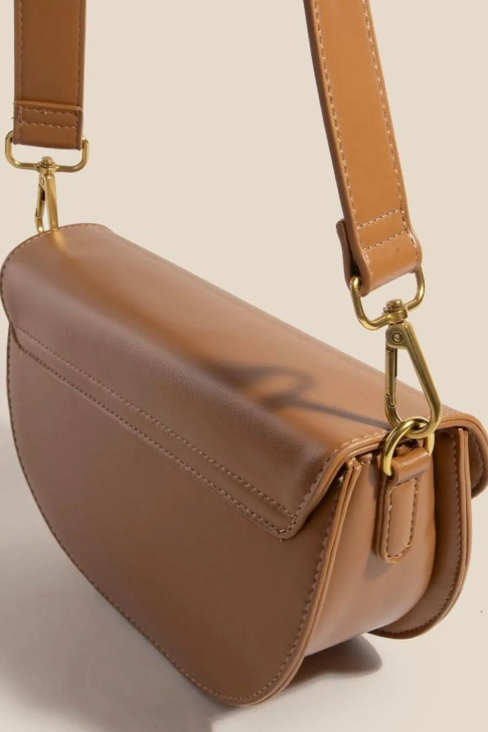Buckle Closure Crescent Faux Leather Crossbody Bag detail