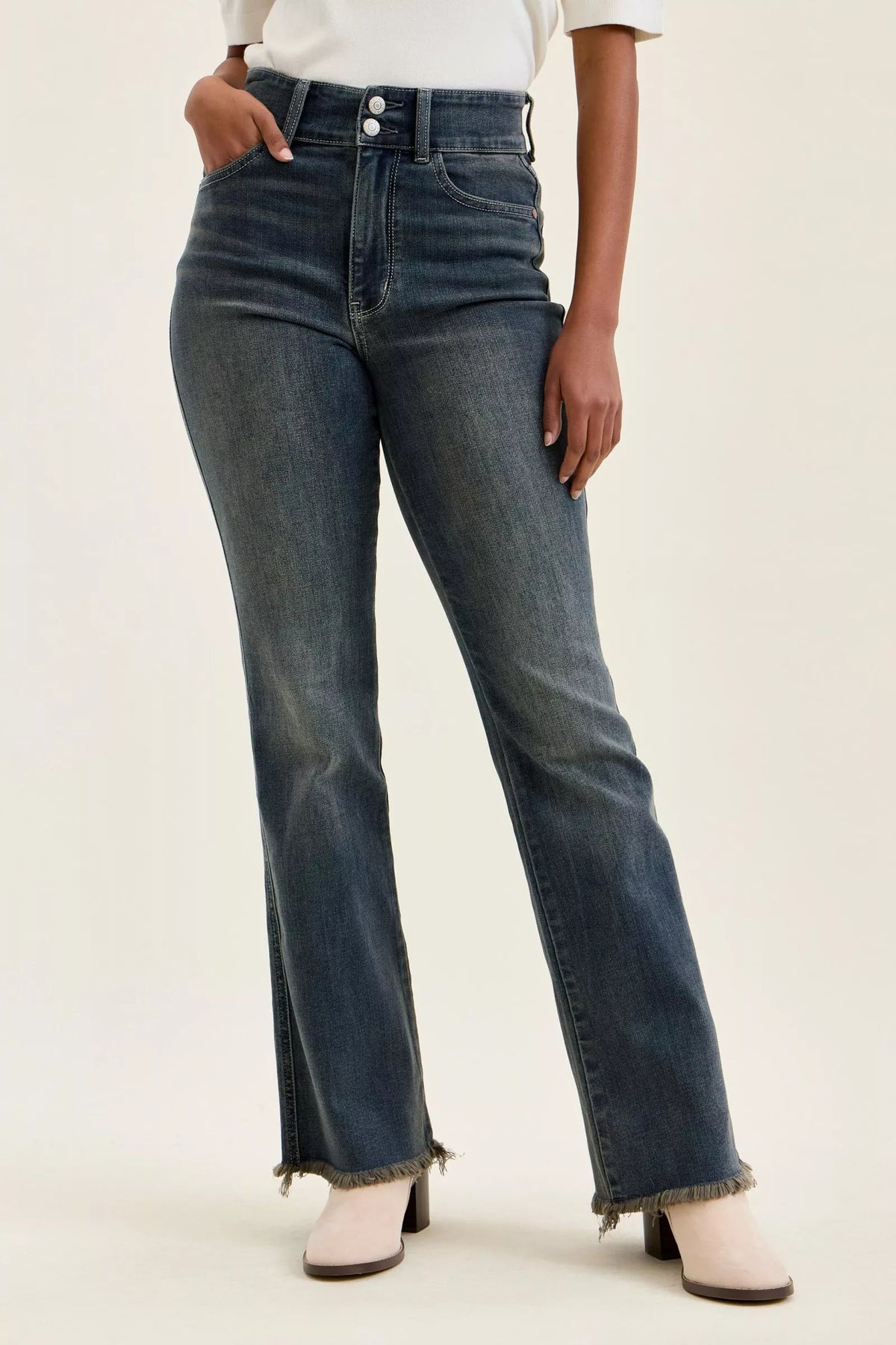 Judy Blue high waist double button jeans front view