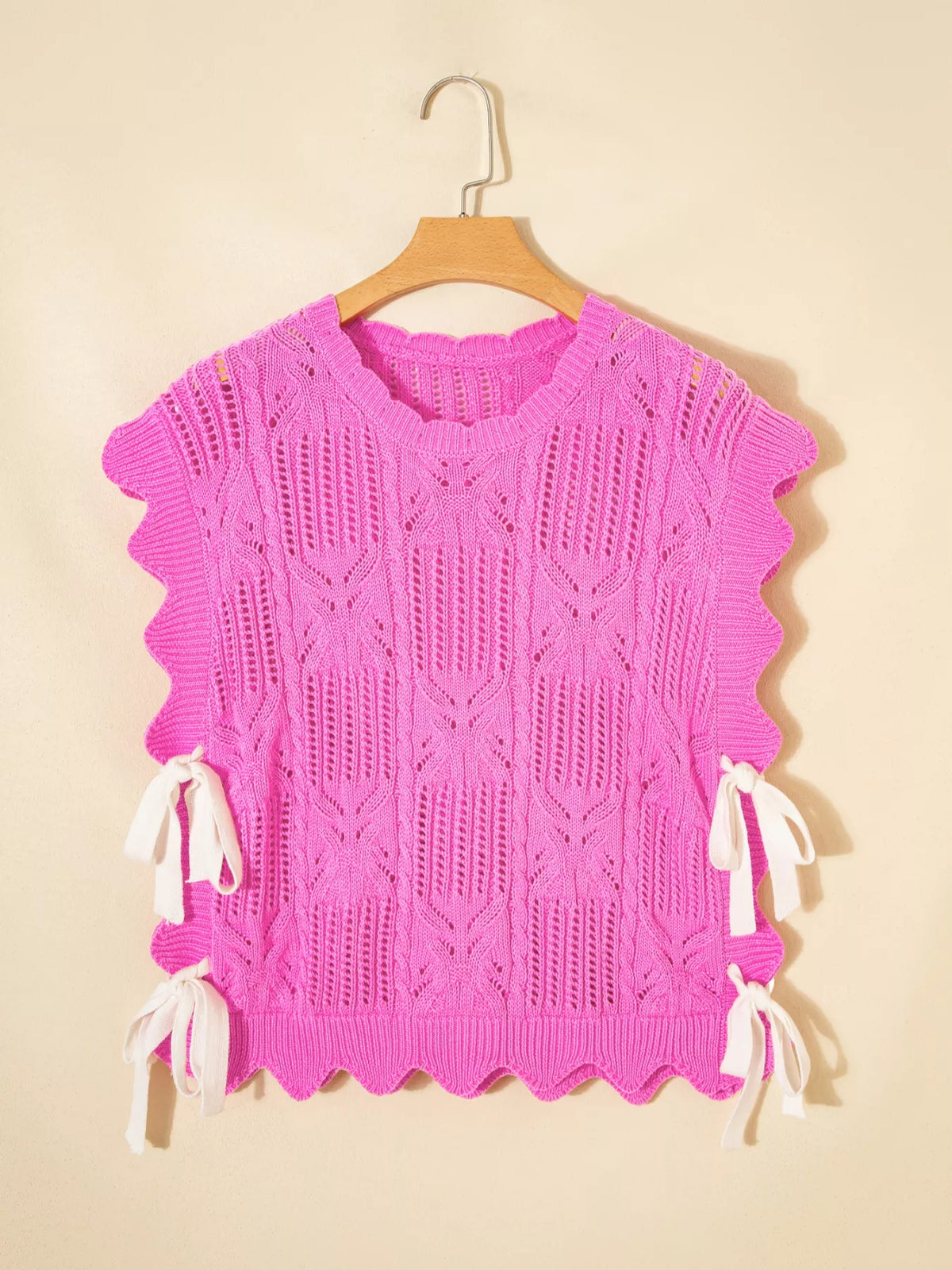 Side tie knit vest full look