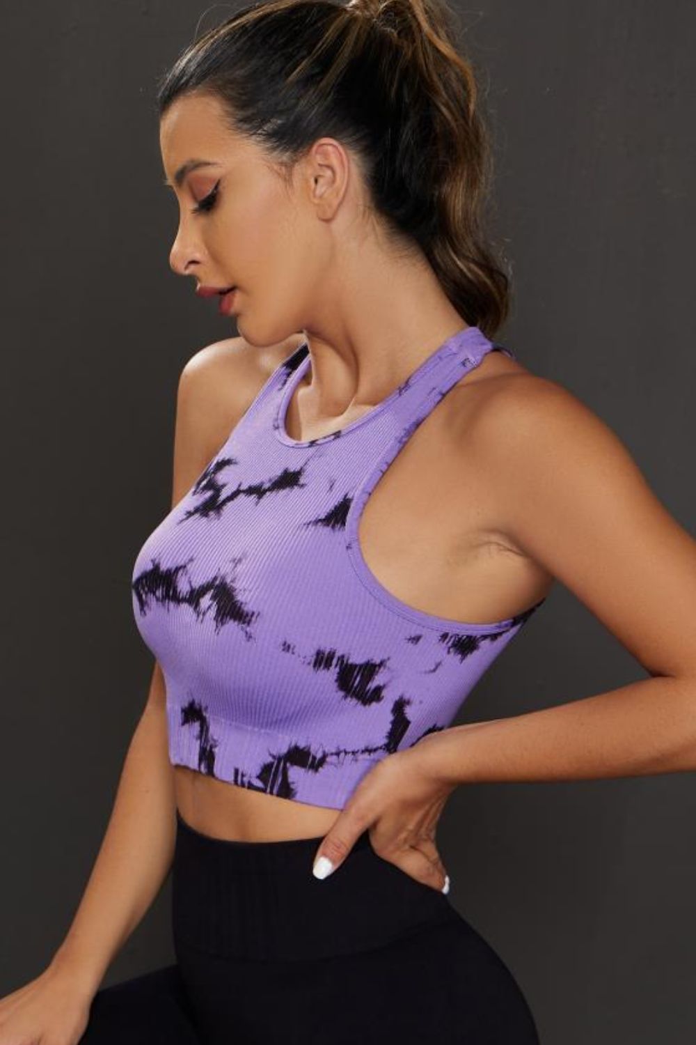 Tie-dye Cropped Round Neck Tank Top - Fashorio