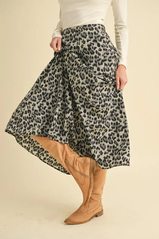 Leopard midi skirt back view