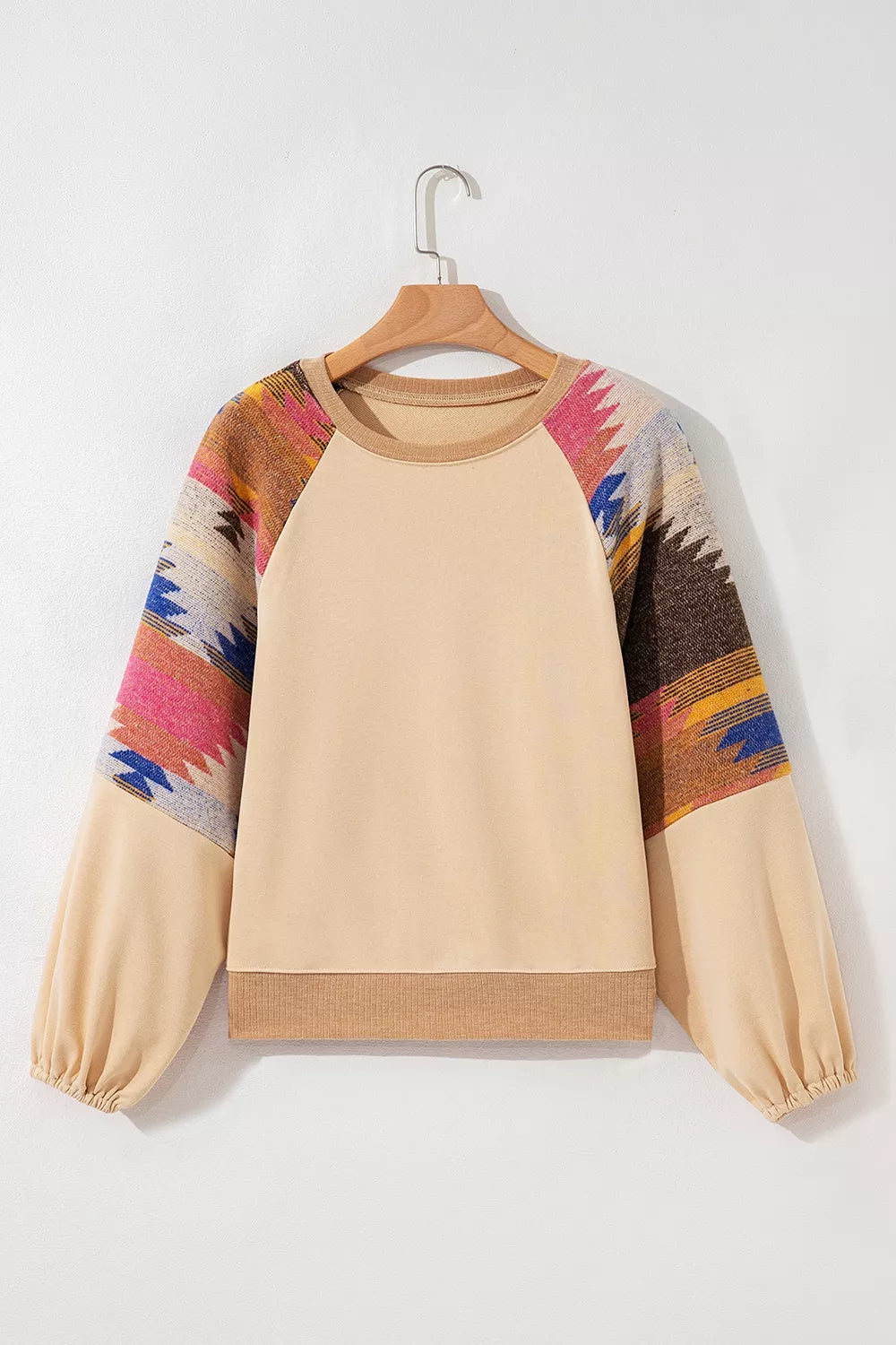 Side view of the sweatshirt showing the bubble sleeve