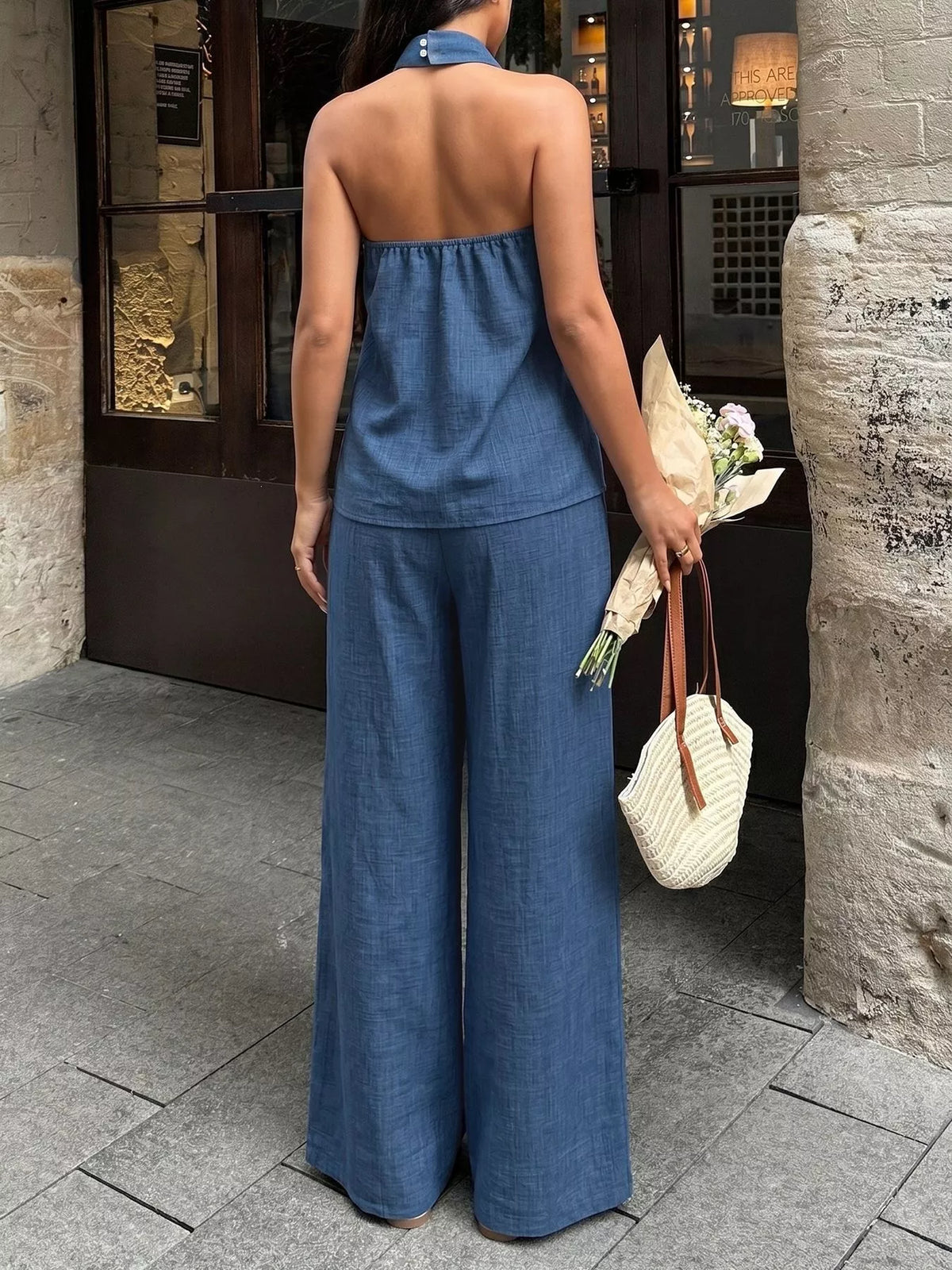 Halter neck set back view