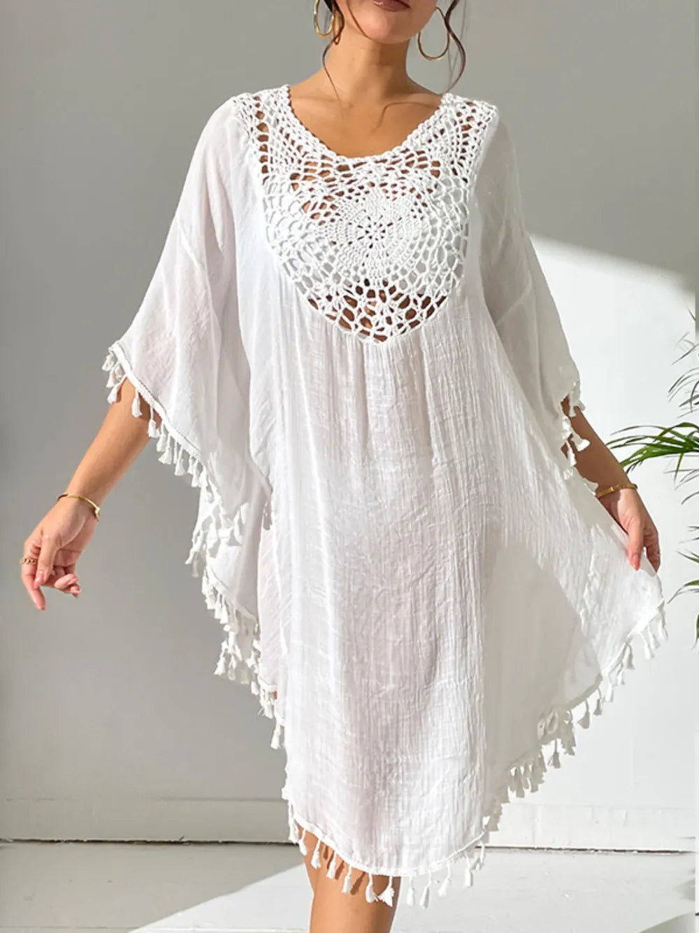 Tassel cover up dress back view