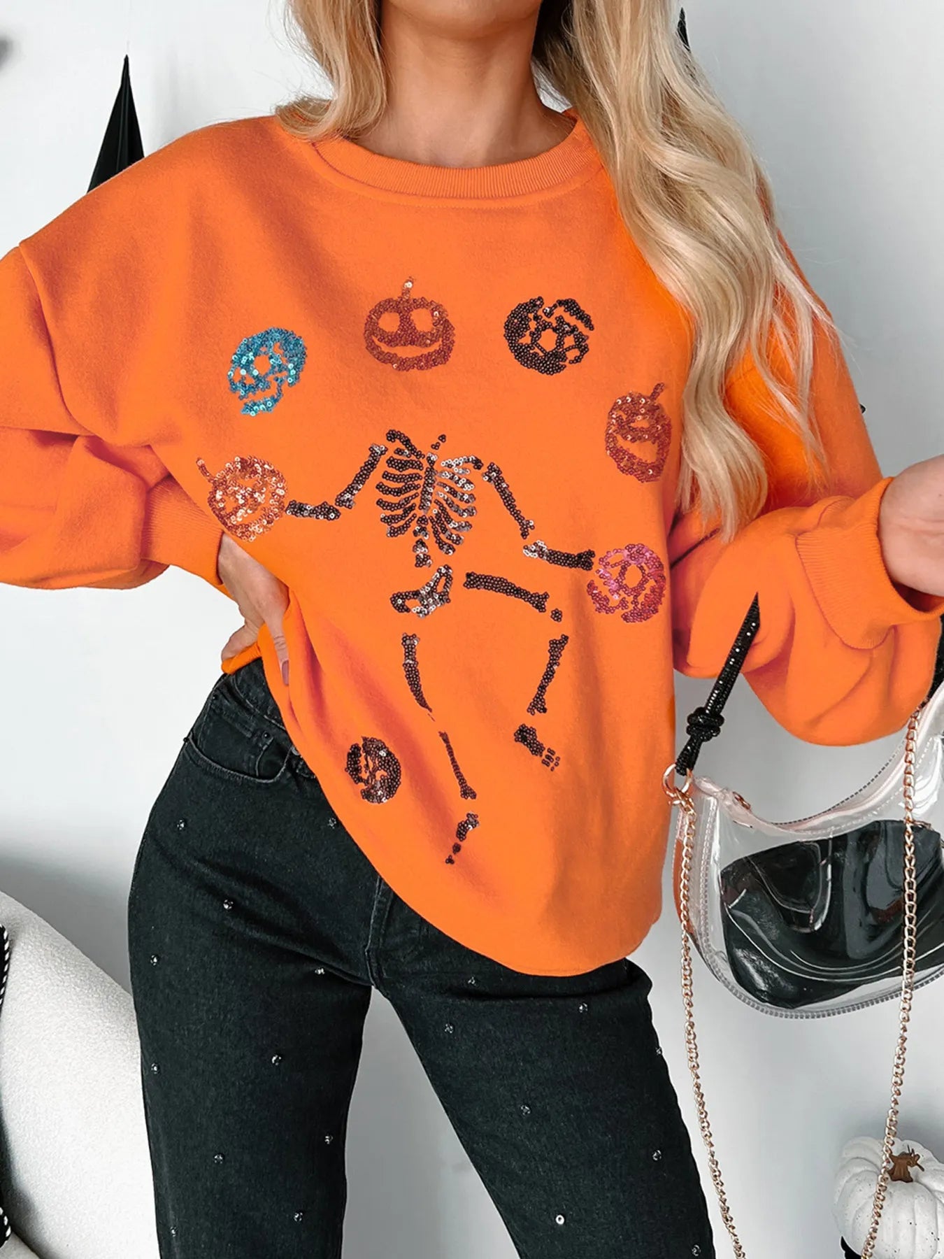 Halloween Skeleton Pumpkin Sweatshirt - Fashorio